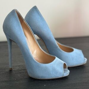 Giuseppe Zanotti Design Sky Blue Peep Toe Pumps